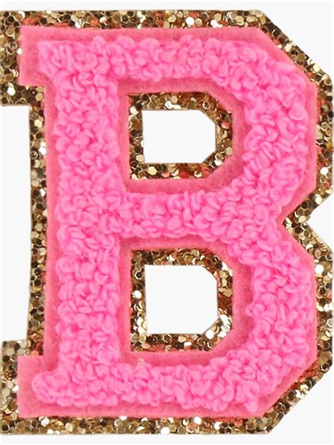 B Bubblegum Glitter Varsity Letter Patches Sticker For Sale By