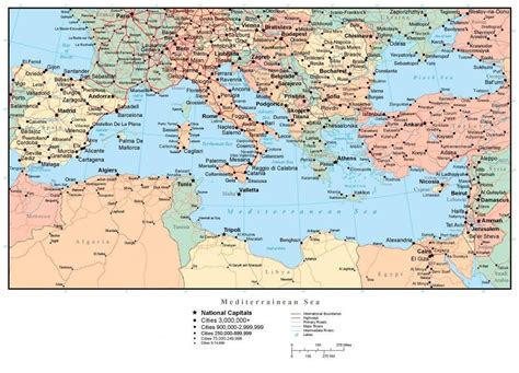 Wallmonkeys Wm241482 Map Of The Mediterranean Europe Peel And Stick