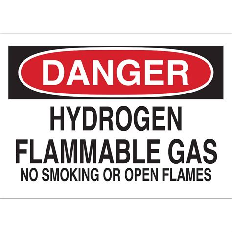Brady Part 69294 DANGER Hydrogen Flammable Gas No Smoking Or Open