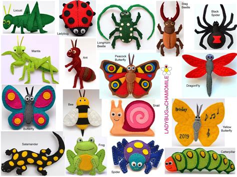 Insects And Beetles Felt Toys Ornaments Etsy Giocattoli In Feltro