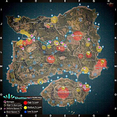Playerunknown's battlegrounds map weapon spawns & vehicle spawn locations. PUBG Map Loot | Weapon spawn & Vehicle spawn Locations ...