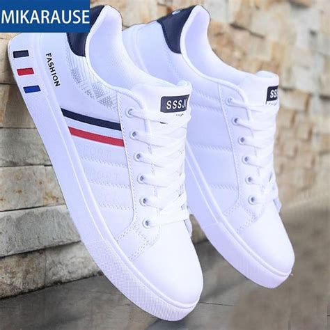 Fashion Mens White Casual Shoes Leather Male Sport Comfortable Running