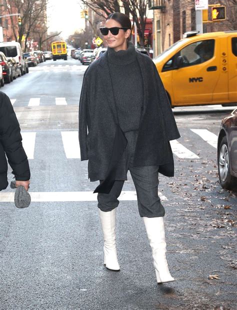 Lily Aldridge In White Boots Leaves Her Perfume Pop Up In New York