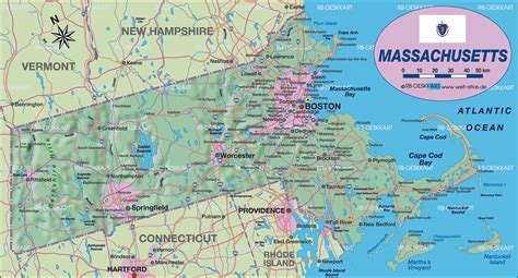 Map Of Massachusetts State Section In United States Usa Welt