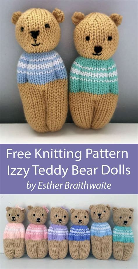 Free Knitting Pattern Izzy Teddy Bear Dolls Teddy Bear Knitting