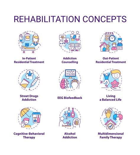 Rehabilitation Concept Icons Set Addiction Recovery Steps Addiction