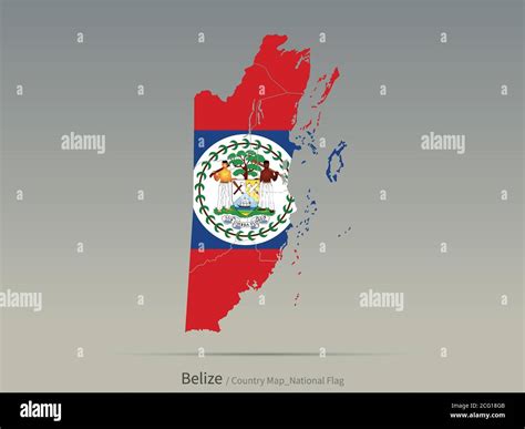 Belize Flag Isolated On Map Central American Countries Map And Flag