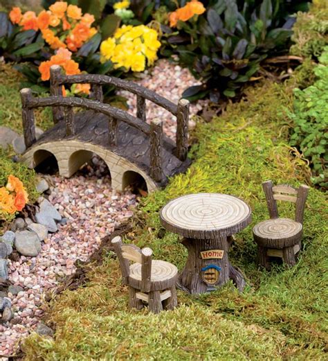 Miniature Fairy Garden Tree Stump Furniture Set Fairy Garden