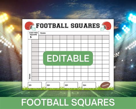 Football Squares Printable Football Squares Fundraiser 100 Etsy Uk