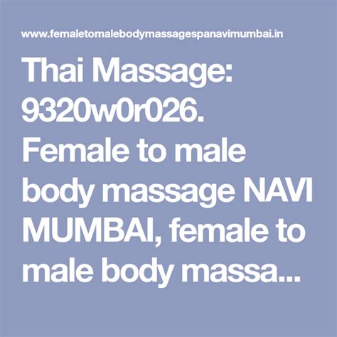 Thai Massage 9320w0r026 Female To Male Body Massage Navi Mumbai