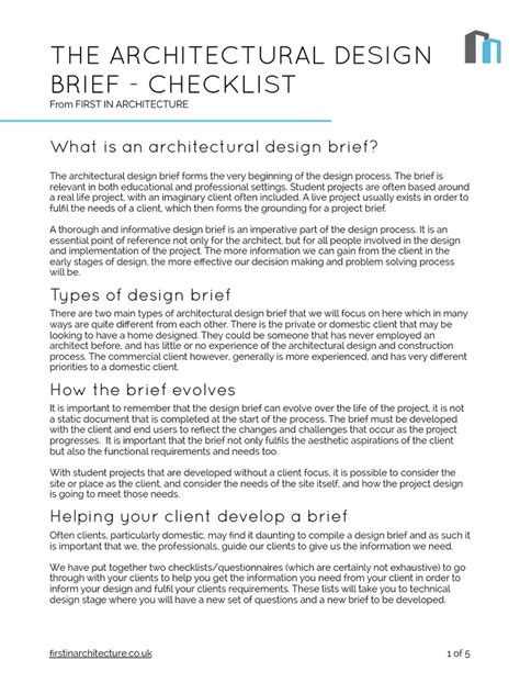 Architectural Design Brief Checklist Pdf Pdf Design Sustainability