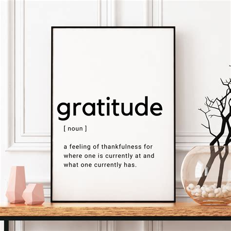 Gratitude Definition Wall Art Gratitude Sign Grateful Quote Printable