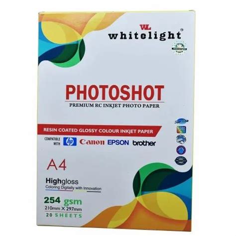 A4 254 Gsm Rc Glossy Photo Paper Whitelight For Photography Size 210