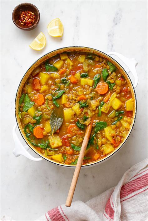 Vegan Curry Lentil Soup With Potatoes And Greens A Hearty 1 Pot Recipe