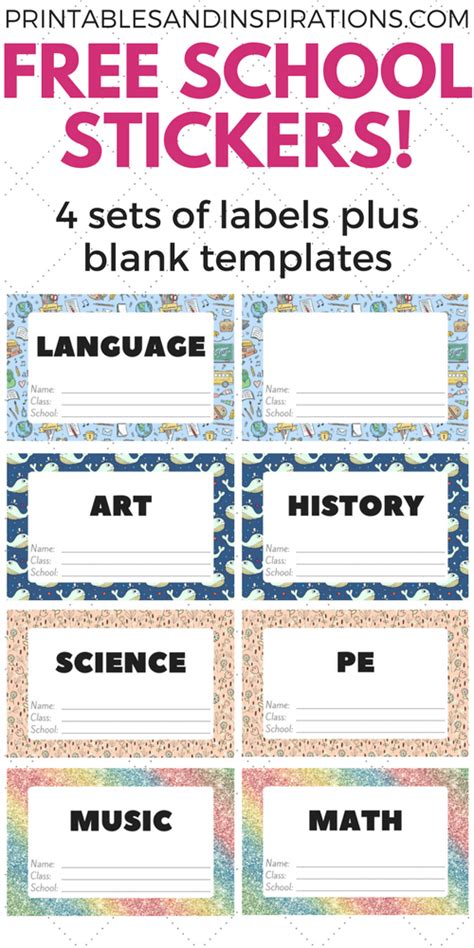 Free Cute Label Stickers For School With Blank Templates Printables
