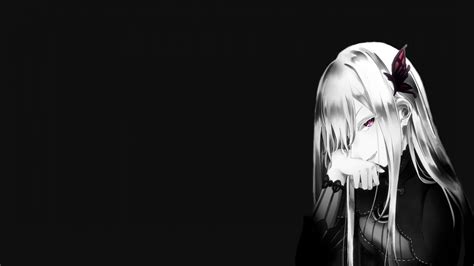 Wallpaper Simple Background Dark Background Black Background Selective Coloring Anime