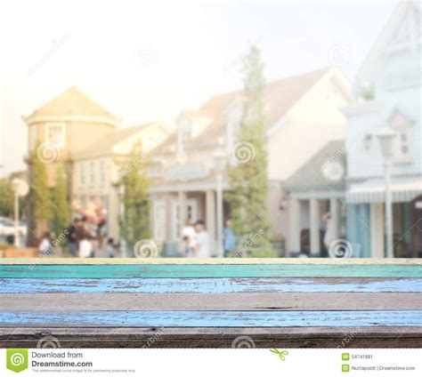 Table Top And Blur Building Background Stock Image Image