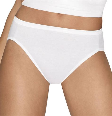 Hanes Women S Ultimate Cotton Comfort Hi Cut Panties All White Colors Pack K
