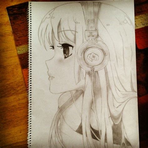 My Drawing That I Did Today Of An Anime Girl With Headphones Anime