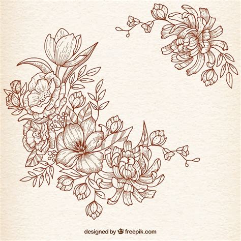Free Vector Hand Drawn Flowers In Retro Style