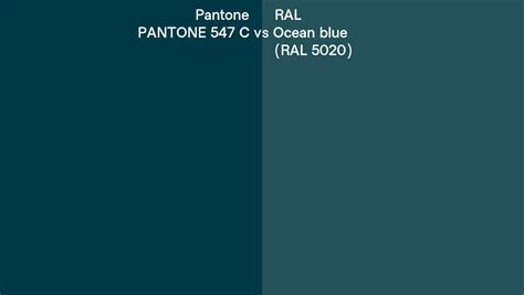 Pantone 547 C Vs Ral Ocean Blue Ral 5020 Side By Side Comparison