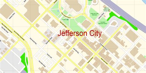 Jefferson City Missouri Us Map Vector Exact City Plan Detailed Street