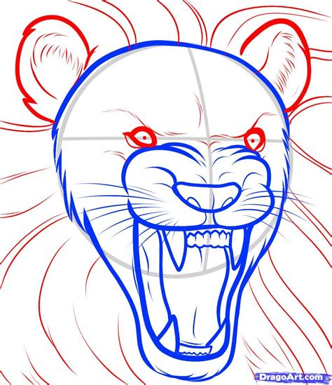 How To Draw A Lion Roaring Roaring Lion Step By Step Safari Animals