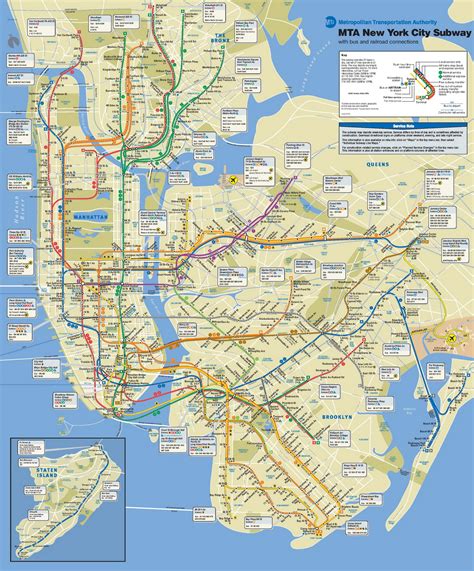 Large Nyc Subway Map Tourist Map Of English
