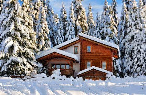 Invierno Hermosa Casa De Nieve En El Bosque Foto Premium