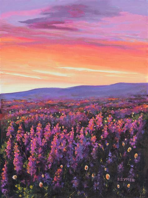 Lavender Field Original Oil Painting Framed Lavender Landscape Art Rural Wall Decor Spring