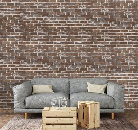 45x300cm Brick Wallpaper Brown Brick Effect Self Adhesive Peel And