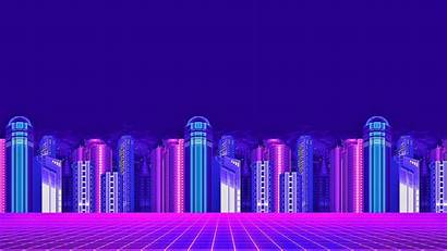 Neon Pixel Building Theme Vaporwave Wallpapers 4k