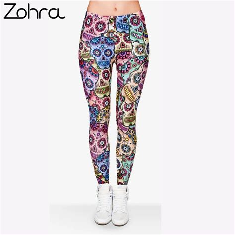 Zohra Brand Legginsy Mexican Skull 3d Printed Women Spring Summer Legging Fashion Leggings Sexy