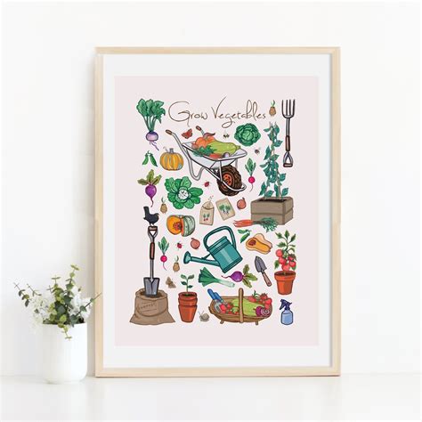 Grow Vegetables Wall Art Print Vegetable Garden Print Etsy