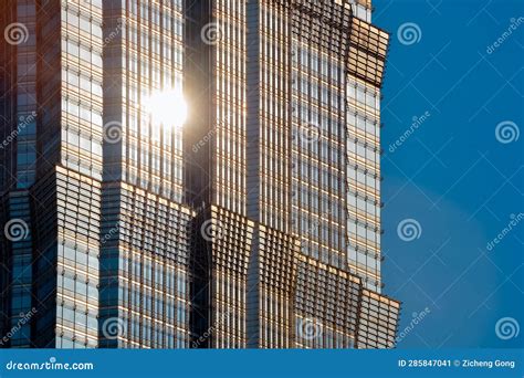 Sunlight Reflects On The Exterior Of Modern Skyscrapers Stock Image