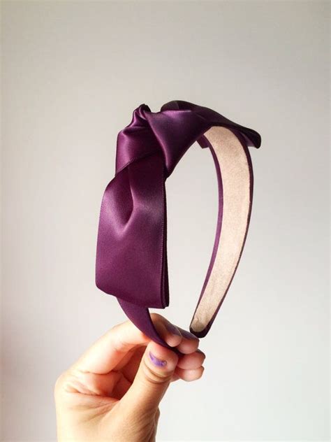 Purple Satin Ribbon Isabelle Headband Elegant Headband Etsy Ribbon