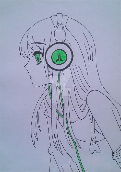 Anime Girl With Headphones And Hoodie Drawing ~ Drawing Tutorial Easy