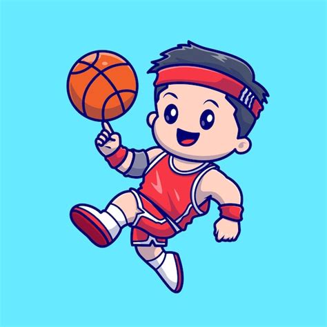 Premium Vector Cute Man Playing Basketball Cartoon Vector Icon