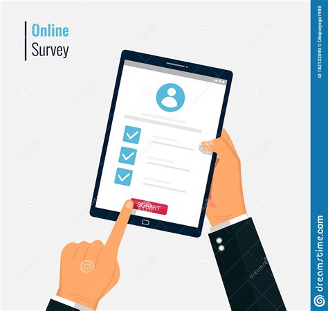 Survey Form Online Vector Illustration Hand Holding And Fill