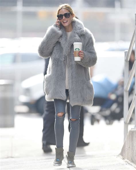 Olivia Palermo Wearing A Grey Fur Coat 05 Gotceleb