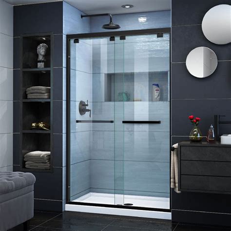 Dreamline Encore 44 48w X 76h Semi Frameless Bypass Shower Door In Satin Black Dreamline