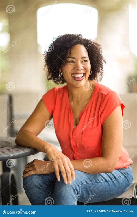 Confident Happy African American Woman Smiling Outside Stock Image Image Of Mature Cheerful