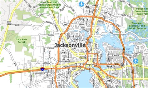 Jacksonville Mappa Florida Mappa Guanciale 18 X 18 Auth Du Ac In