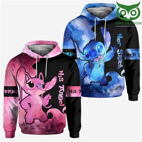 Lovely Couple Stitch And Angel Personalized Hoodies Owl Fashion Shop