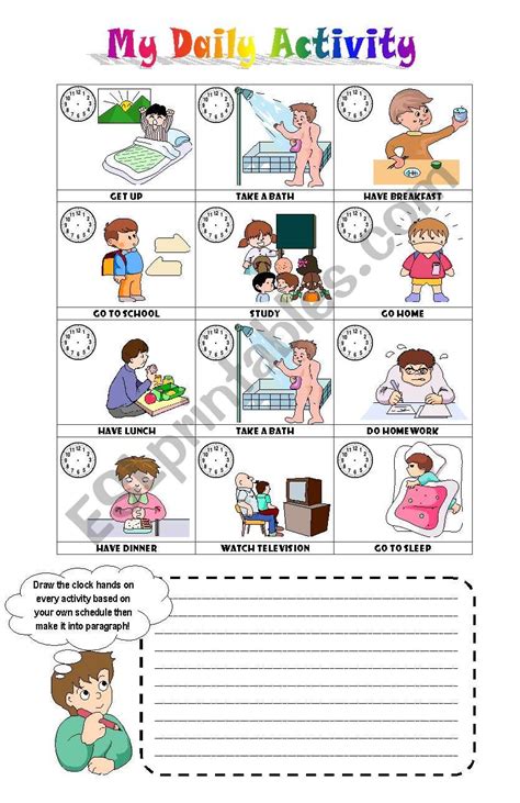 Daily Routine Vocabulary Activity Esl Worksheet For K
