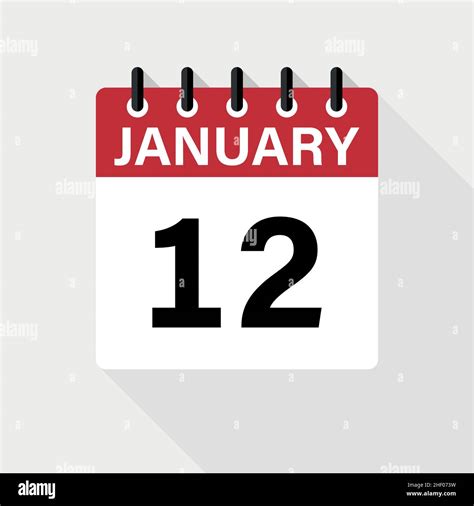January Calendar Icon With Shadow Flat Style Date Day And Month