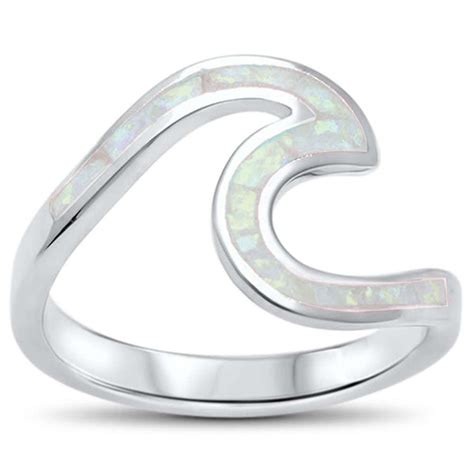 White Opal Wave Ring Beach Wave Ring Sonara Jewelry