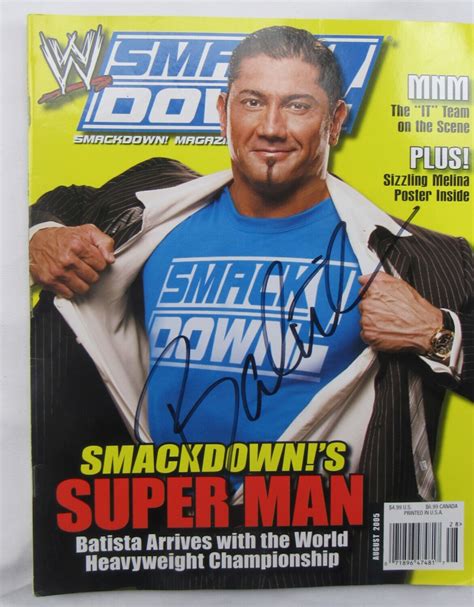 2005 Wwe Smack Down Magazine Signed By 6 With Batista Melina