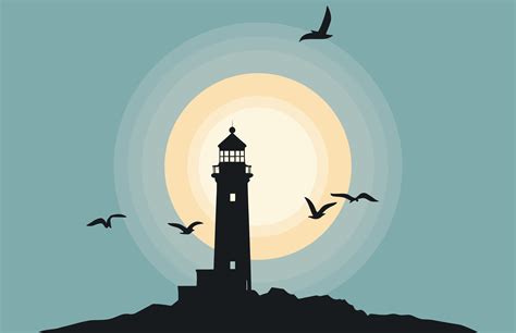 Beach Lighthouse Vector Silhouette Gráfico Por Gfxexpertteam