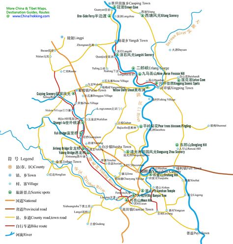 Guangxi Yangshuo Tour Maps China Trekking Guide Route Map Photo